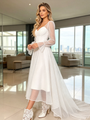 White Tulle Long Sleeve Wedding Dress