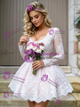 White Tulle Lace Long Sleeve Wedding Dress