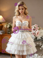 White Tulle Straps Wedding Dress