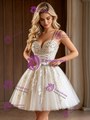White Tulle Straps Appliques Wedding Dress
