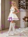 Beige White Satin Straps Wedding Dress