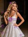 White Sequins Straps Wedding Dress