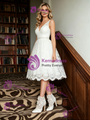 White Tulle V-neck Appliques Wedding Dress