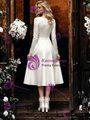 White Long Sleeve Satin Wedding Dress
