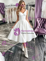 White Satin Straps Wedding Dress