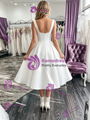 White Satin Straps Wedding Dress