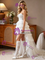 White Tulle Hi Lo Straps Wedding Dress