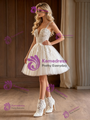 White Tulle Straps Appliques Wedding Dress