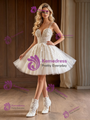 White Tulle Straps Appliques Wedding Dress