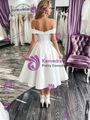 White Satin Off the Shoulder Wedding Dress