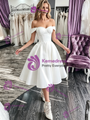 White Satin Off the Shoulder Wedding Dress