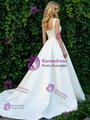 White Satin Straps Wedding Dress