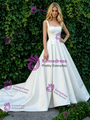 White Satin Straps Wedding Dress
