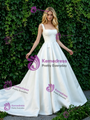 White Satin Straps Wedding Dress