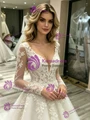 White Tulle Lace Long Sleeve Wedding Dress