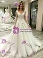 White Tulle Lace Long Sleeve Wedding Dress