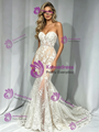 White Mermaid Lace Strapless Wedding Dress