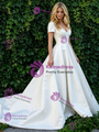White Satin Puff Sleeve Wedding Dress