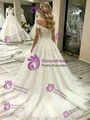White Tulle Off the Shoulder Appliques Wedding Dress