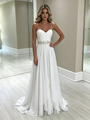White Chiffon Spaghetti Straps Beading Wedding Dress