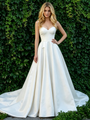 White Satin Strapless Wedding Dress