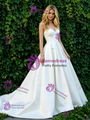 White Satin Strapless Wedding Dress