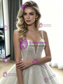White Sequins Straps Wedding Dress