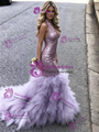 Purple Mermaid Sequins V-neck Prom Dress