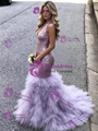 Purple Mermaid Sequins V-neck Prom Dress