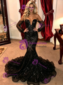 Black Mermaid Sequins Long Sleeve Prom Dress