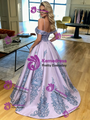Purple Satin Spaghetti Straps Prom Dress