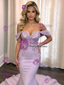 Purple Mermaid Off the Shoulder Sequins Prom Dress
