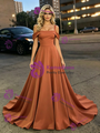 A-Line Brown Straps Prom Dress