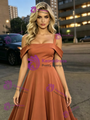 A-Line Brown Straps Prom Dress