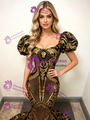 Black Mermaid Sequins Puff Sleeve Prom Dress