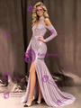 Purple Mermaid Sequins Long Sleeve Prom Dress