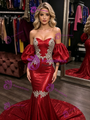 Mermaid Sequns Puff Sleeve Appliques Prom Dress