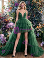 Green Tulle Hi Lo Straps Prom Dress