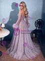 Purple Long Sleeve Off the Shoulder Prom Dress
