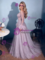 Purple Long Sleeve Off the Shoulder Prom Dress