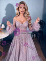 Purple Long Sleeve Off the Shoulder Prom Dress