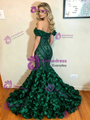 Green Mermaid Sequins Off the Shoulder Prom Dress