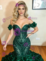 Green Mermaid Sequins Off the Shoulder Prom Dress