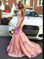 Pink Mermaid V-neck Prom Dress