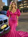Fuchsia Mermaid Satin Prom Dress