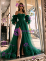 Green Tulle Spaghetti Straps Prom Dress