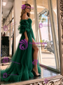 Green Tulle Spaghetti Straps Prom Dress