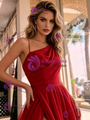 Red Split Irregular Neck Prom Dress