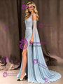 Blue Mermaid Sequins Halter Prom Dress
