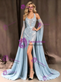 Blue Mermaid Sequins Halter Prom Dress